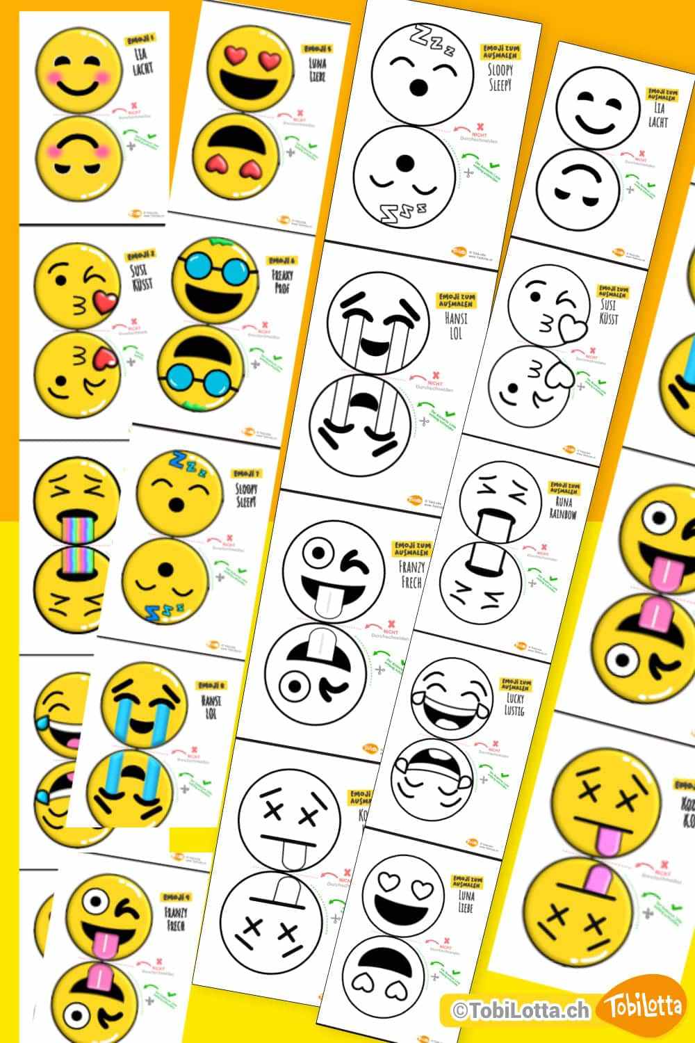 Emoji vorlage squishy knautschi stressball selber machen basteln mit kindern emoji sticker sommer frühlich basteln mit kindern pdf vorlage ausdrucken bastelshop