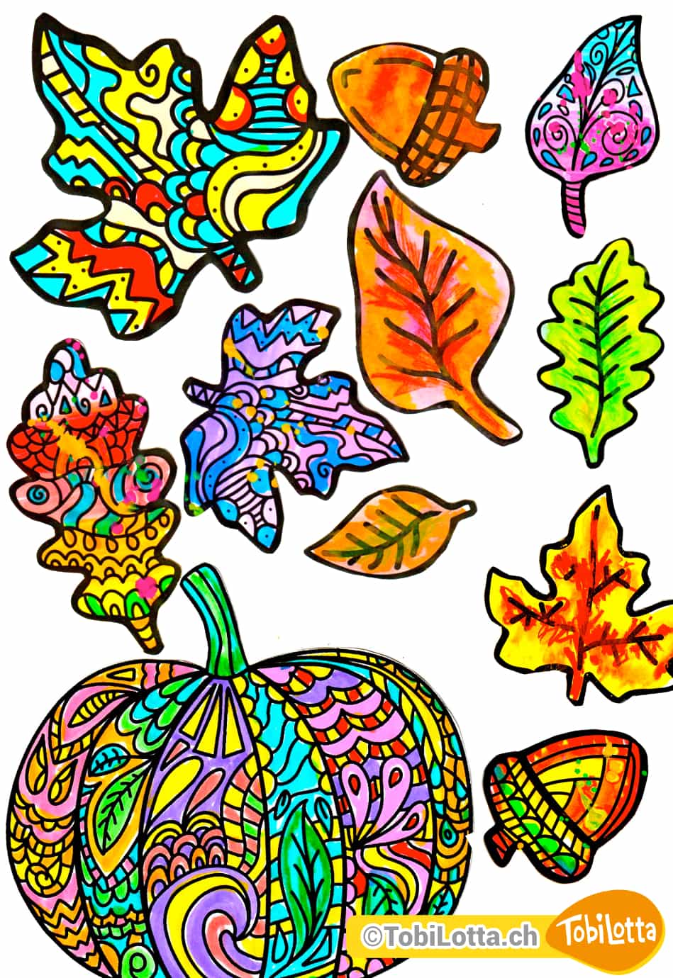 Herbst Blätter Zentangle herbst vorlage basteln kinder ausmalen schule kindergarten bastelshop herbst halloween blätter zum ausdrucken