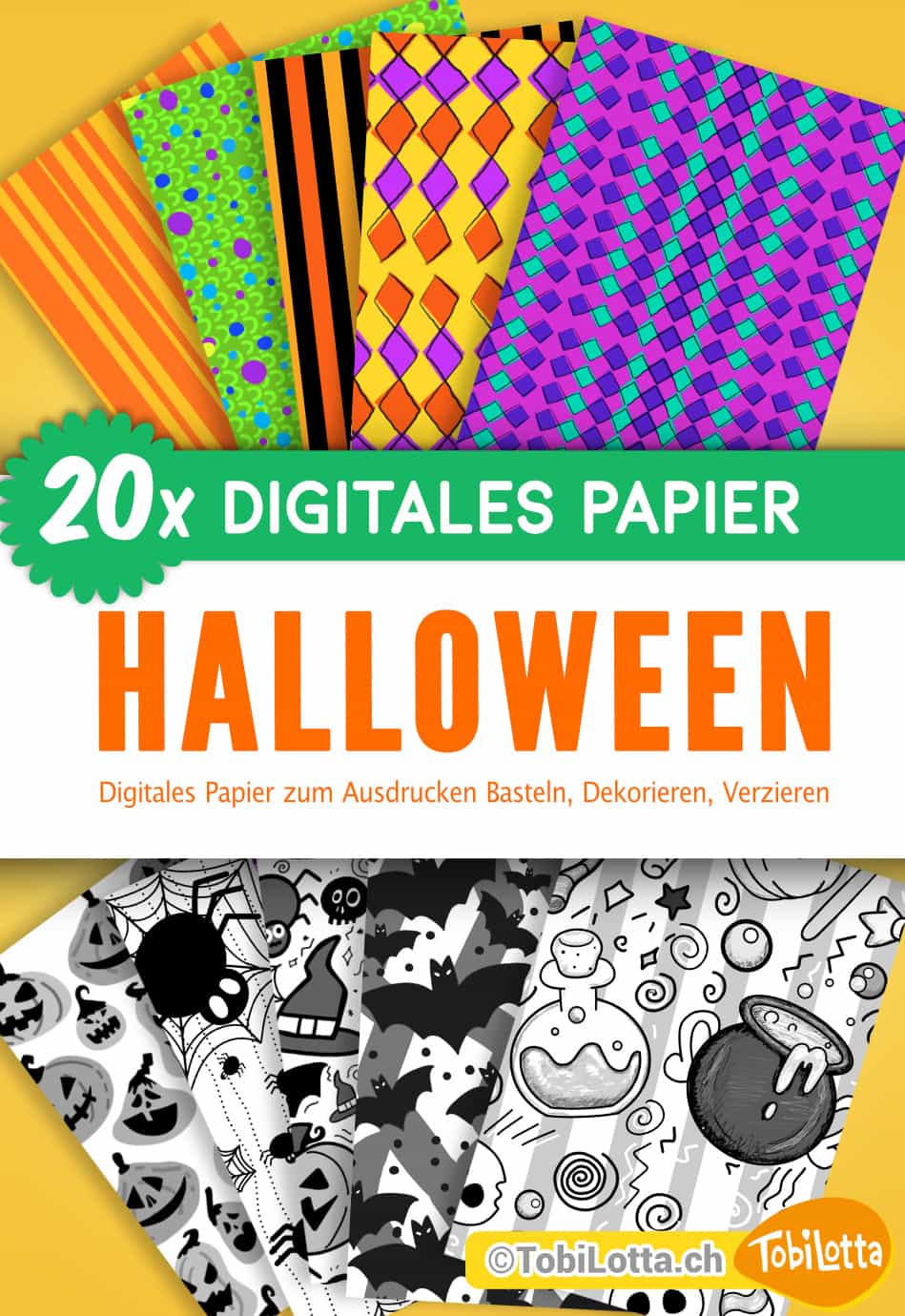 33274 Halloween Digital Papier zum Ausdrucken Bastelvorlagen shop druckvorlagen