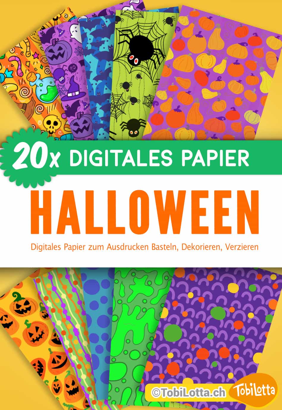 Halloween Digital Papier zum Ausdrucken Bastelvorlagen shop