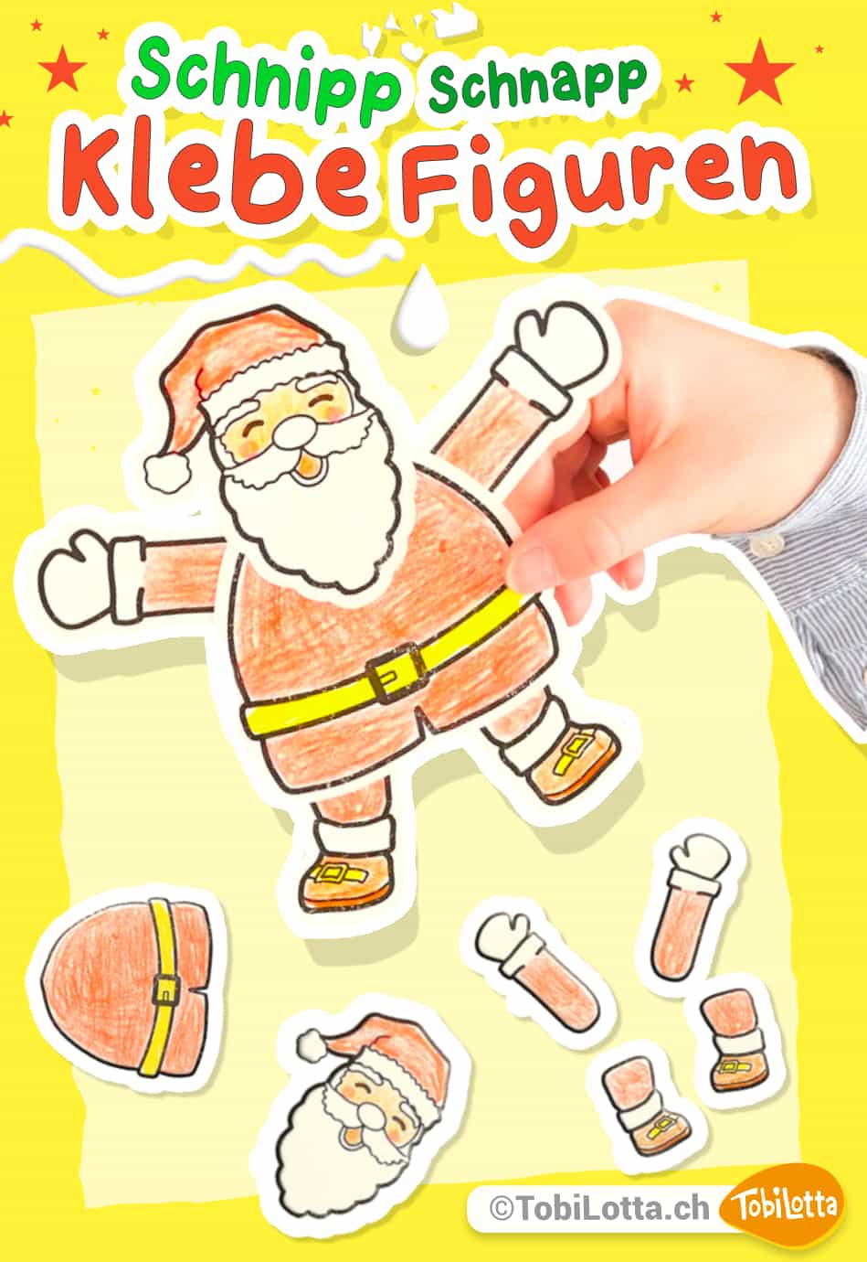 Weihnachtsbasteln-Weihnachtsmann-Schneemann-Elf-Engel-Kinder-Basteln-Vorlage-zum-Ausdrucken figuren sticker weihnachten weihnachtskärtchen basteln download bastelbögen kinder