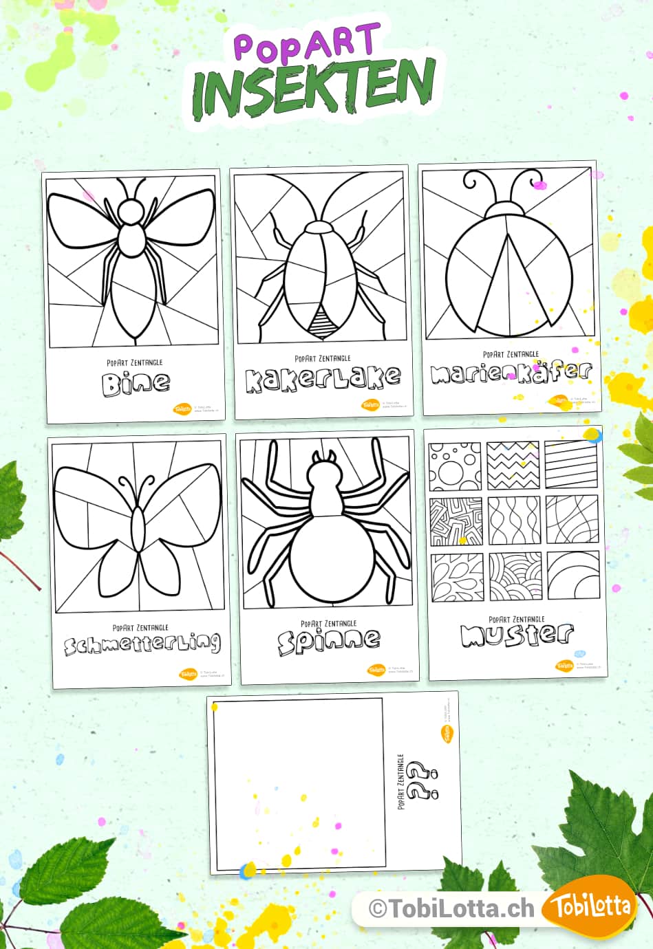 99634 Insekten PopArt Zentangle insekten malvorlage popart kunst schule lernen kinder popart kultur vorlagen zum ausdrucken pdf popart lernen zentangle muster insekten zum ausmalen