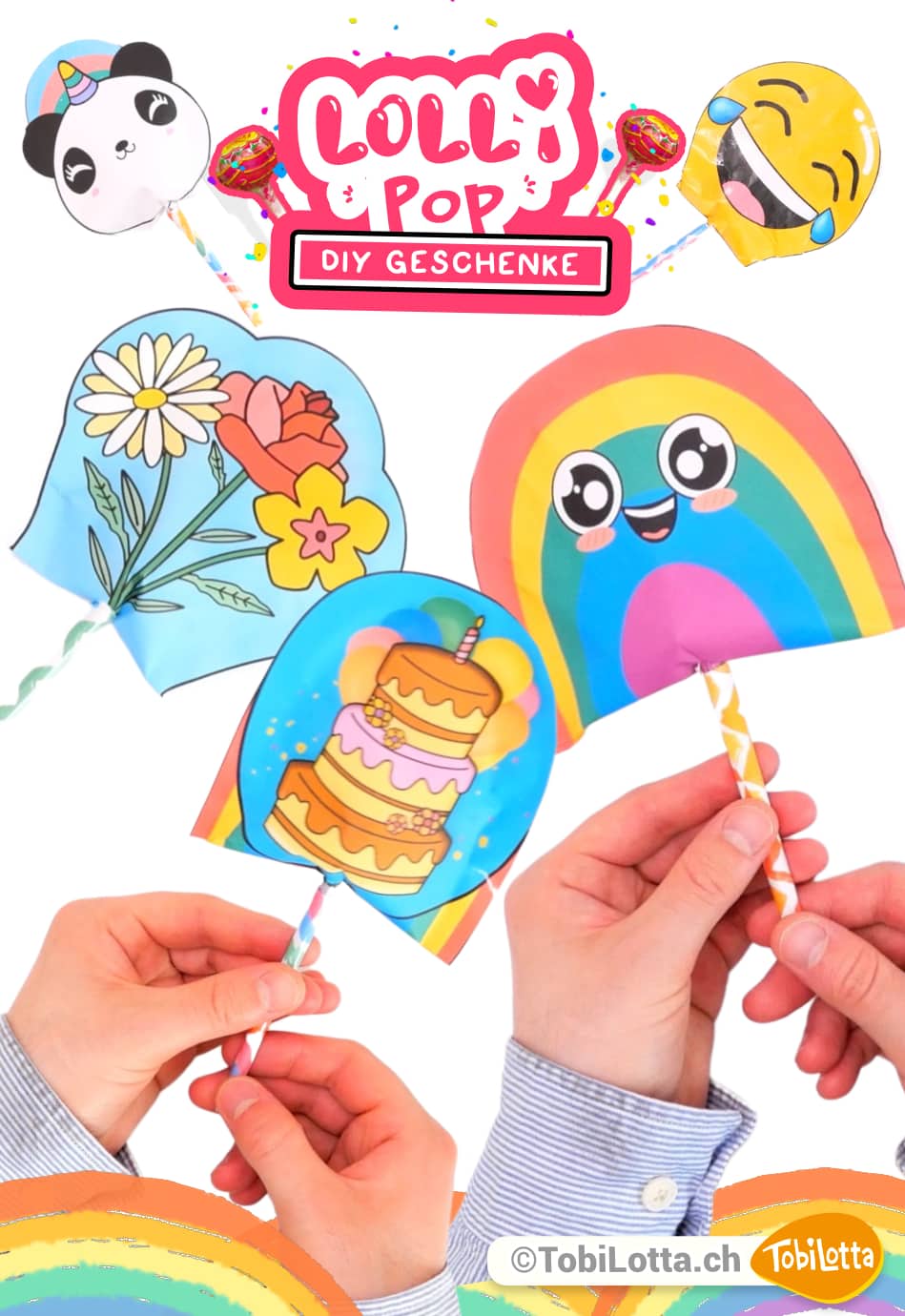 12280 Lollipop DIY basteln mit kindern Geschenkideen Basteln mit Kindern Muttertag Geburtstag Party Süssigkeiten Nachhaltig Emoji Panda geburt kindergarten