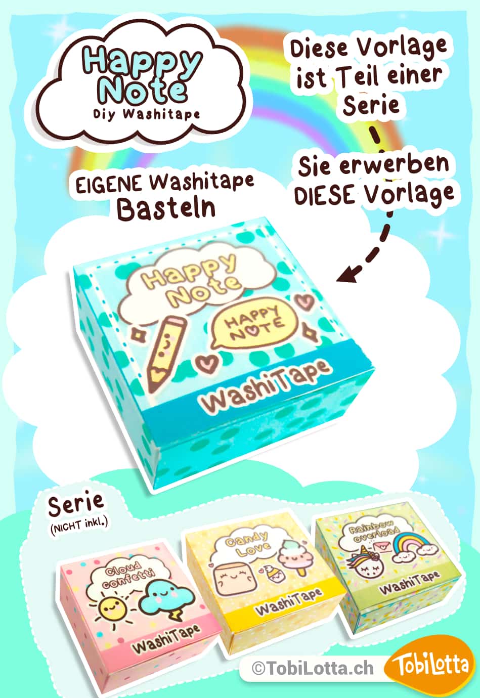 Washitape selbermachen Kawaii Serie Happy Note