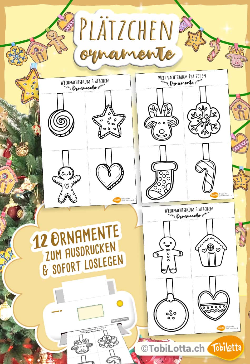 715379 -4- Weihnachtsbaum Plätzchen Ornamente_ Weihnachten Advent Bastelvorlage für das basteln mit kindern zum ausdrucken pdf vorlagen eduki advent diy geschenke basteln kekse