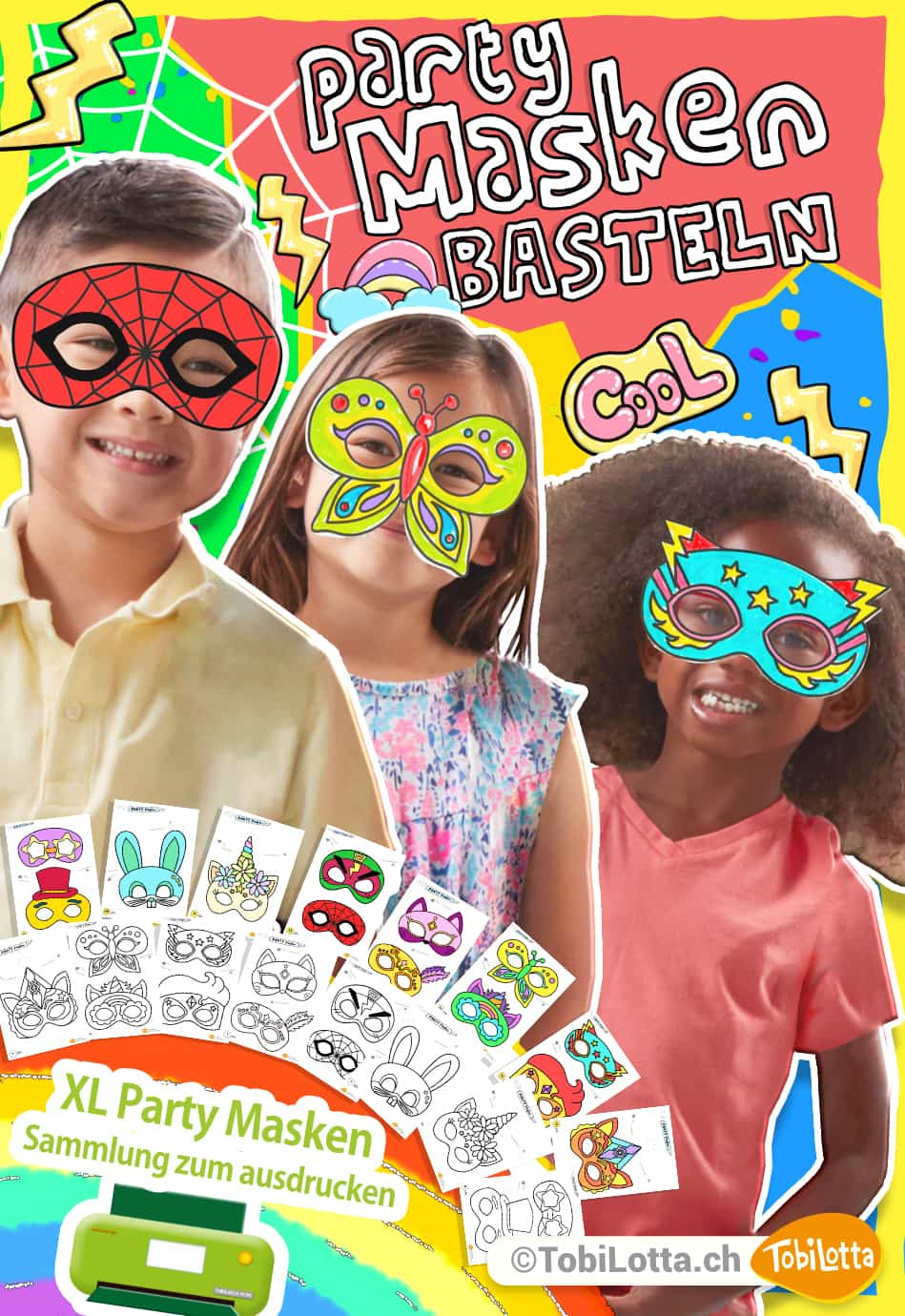 300335-2- Party Masken basteln für Kinder Bastelvorlage zum ausdrucken masken basteln mit kindern vorlage gratis