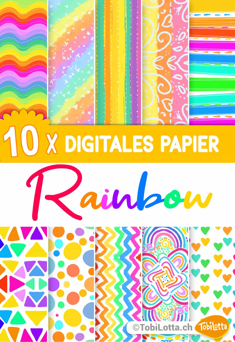 Digitales papier bine brändle regenbogen musterpapier herunterladen